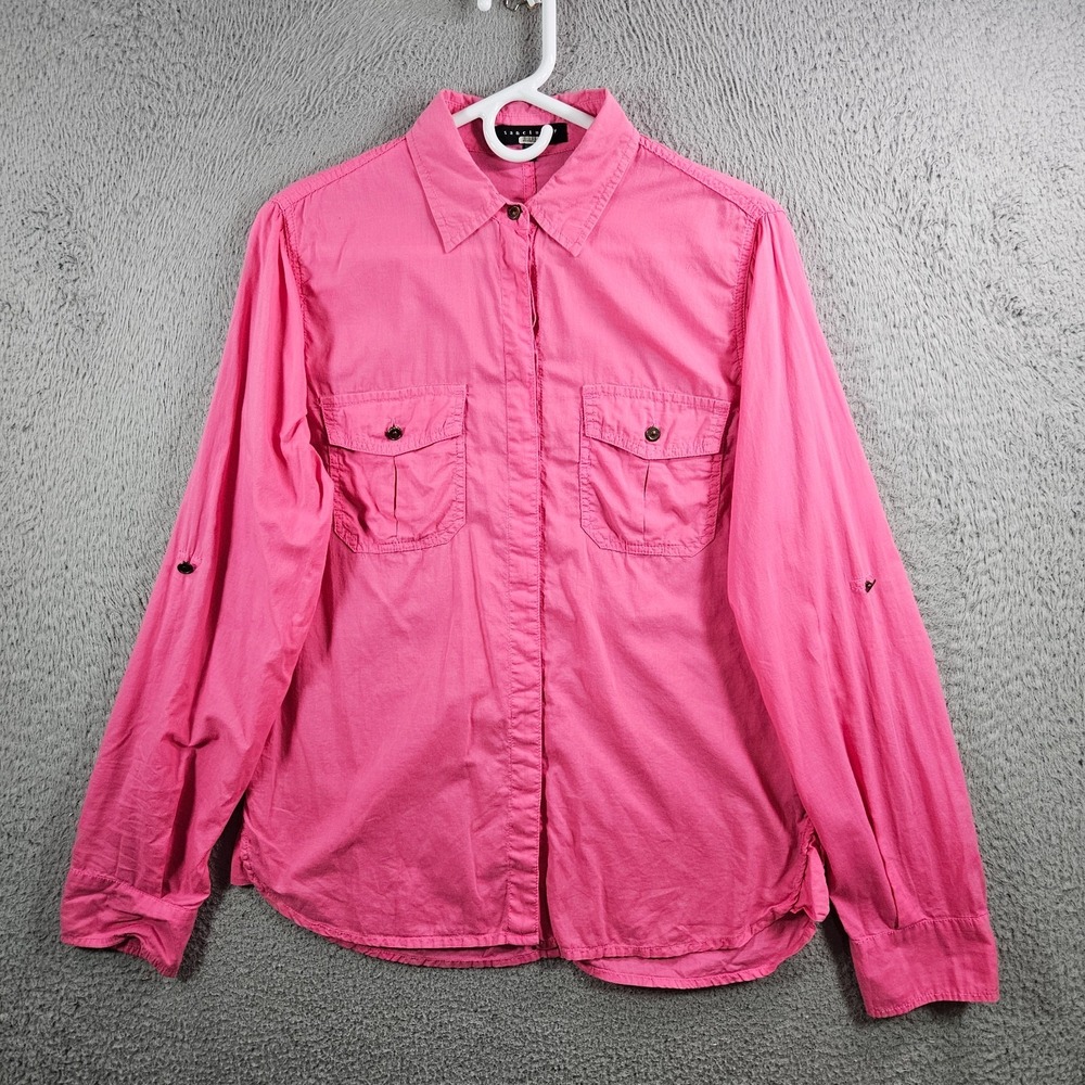 Sanctuary Shirt Top Women Medium Button Up Long Sleeve Red Pink